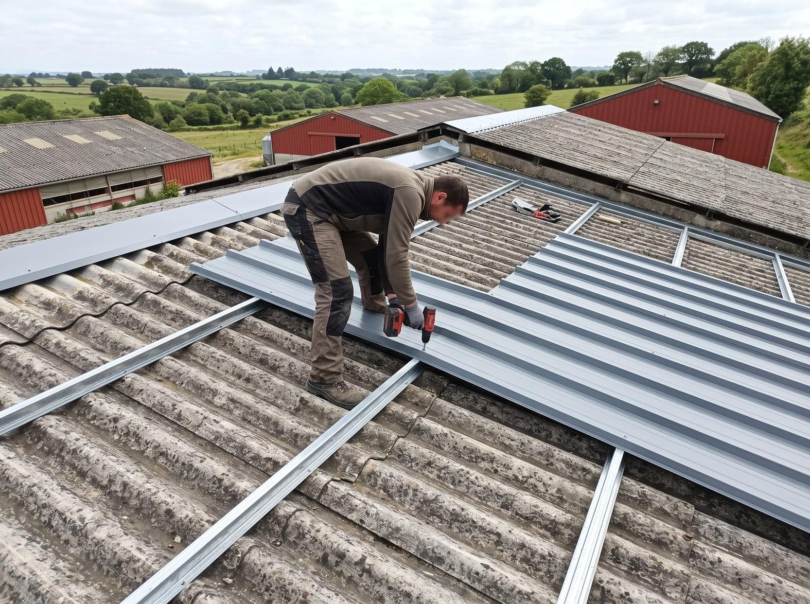 Bâtiment d'élevage avicole avec toiture bac acier dans le bassin agroalimentaire de Locminé