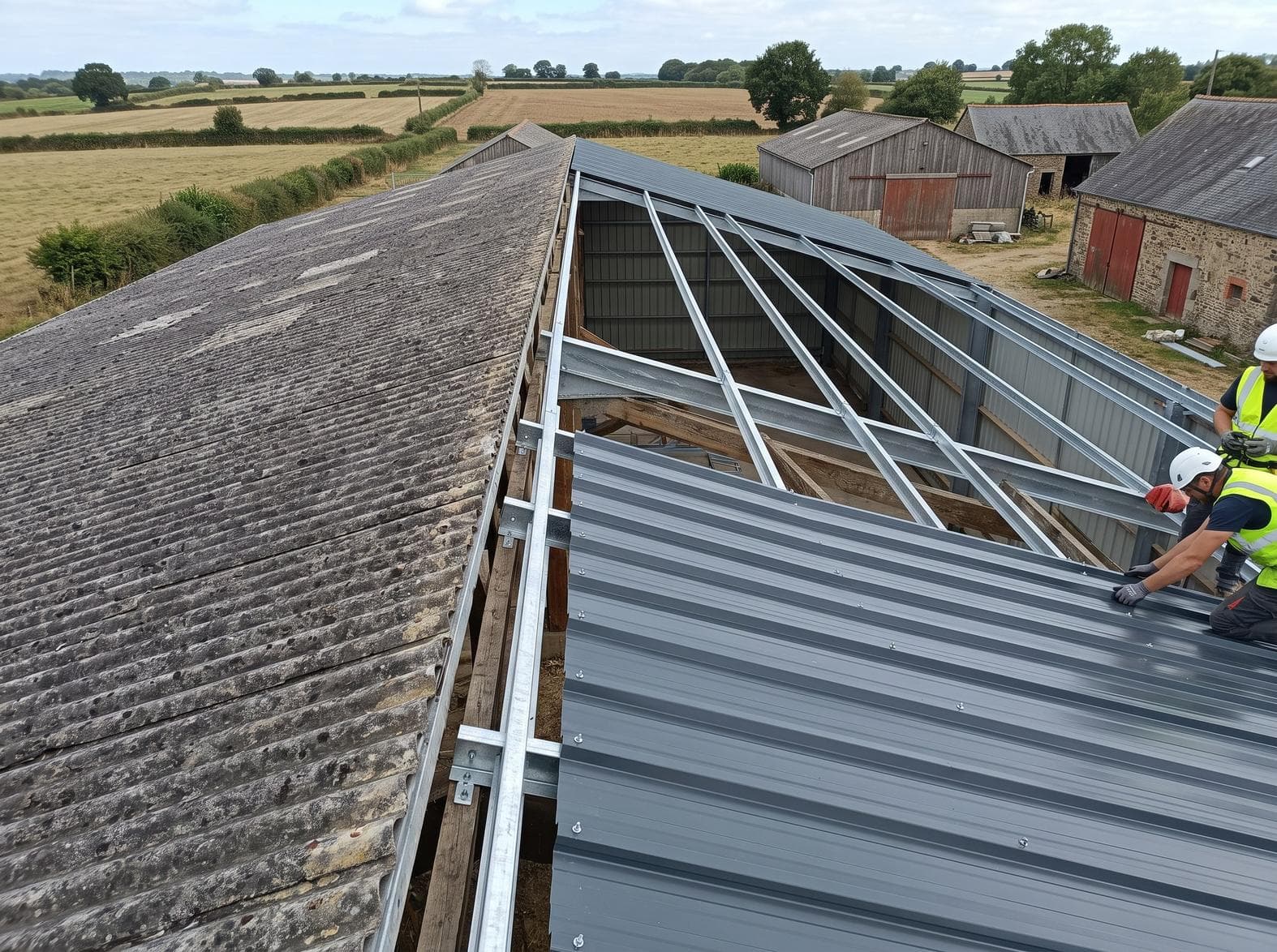 Hangar de stockage agricole avec toiture bac acier près de Ploërmel